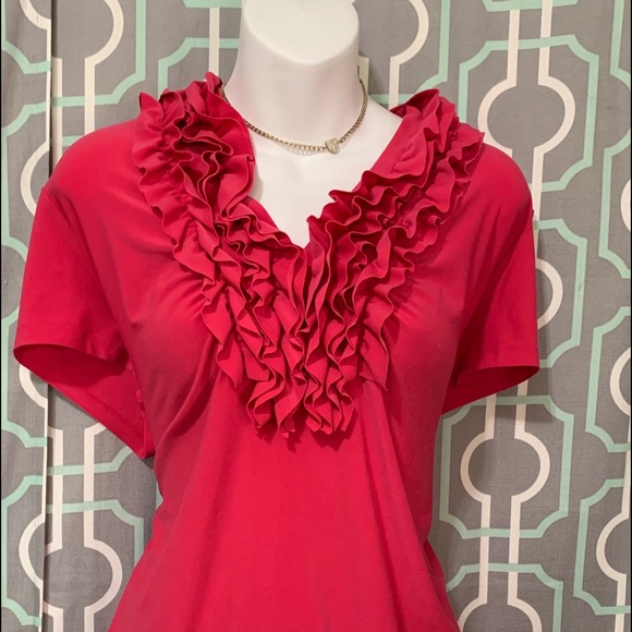 3/15🔥Pink shirt with ruffle neck - Picture 2 of 4